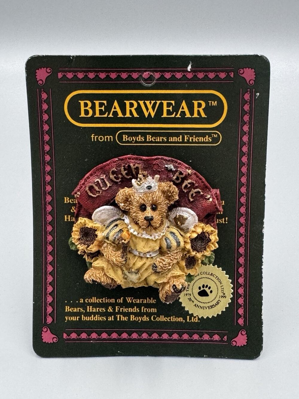 Boyds Bears Queen Bee Bearwear Bear Wearable Pin Brooch